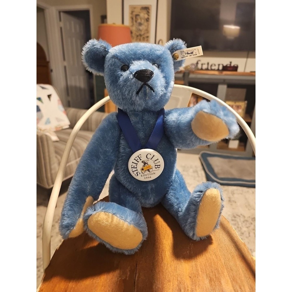 Steiff Blue Teddy Bear Shabby Goes Lucky 1994